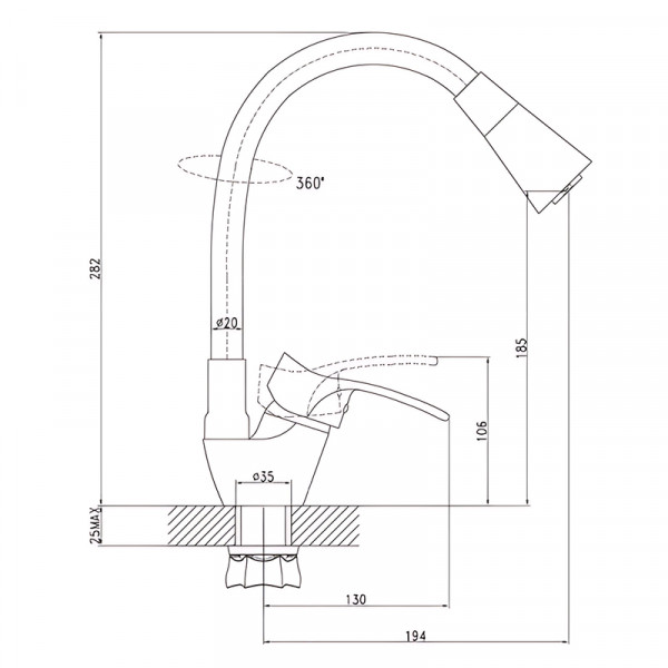 Змішувач для кухні з силіконовим виливом Zerix YUT 279 Reflector Gray (колір виливу сірий) (ZX5987)
