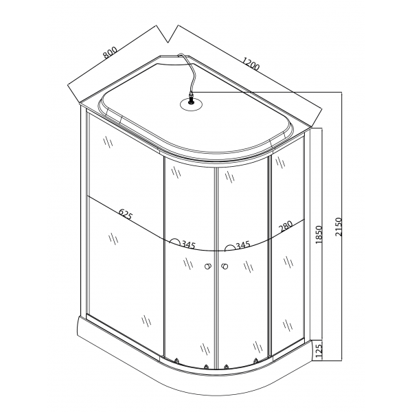 Бокс душовий без гідромасажу Mixxus WAVE SB02-120x80x215-L-FB SATIN з низьким піддоном (MI6892)