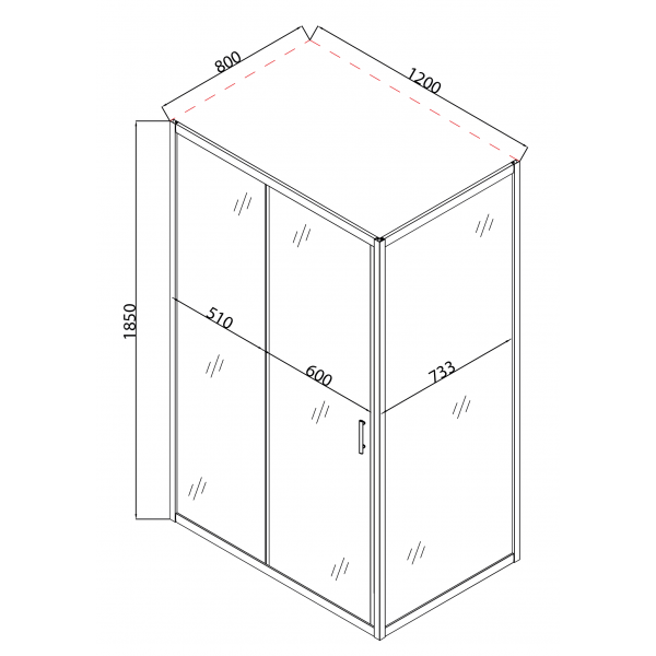 Душова кабіна без піддону Mixxus HARD SC01-120x80x185-TR CHROME прозоре скло 5мм (MI6912)