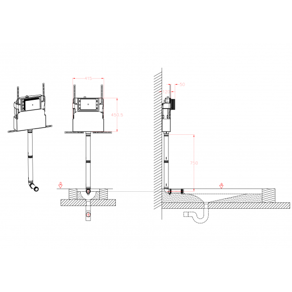Інсталяційний бачок для чаші Генуя Koer KT-0406 420x120x1200mm без панелі змиву (KR5315)