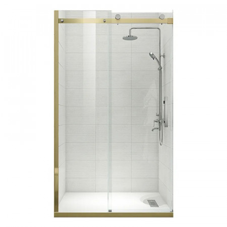 Двері в нішу Koer SR SD01-120x200-TR-12 прозоре скло Easy Clean 8мм, матове золото (KR5377)