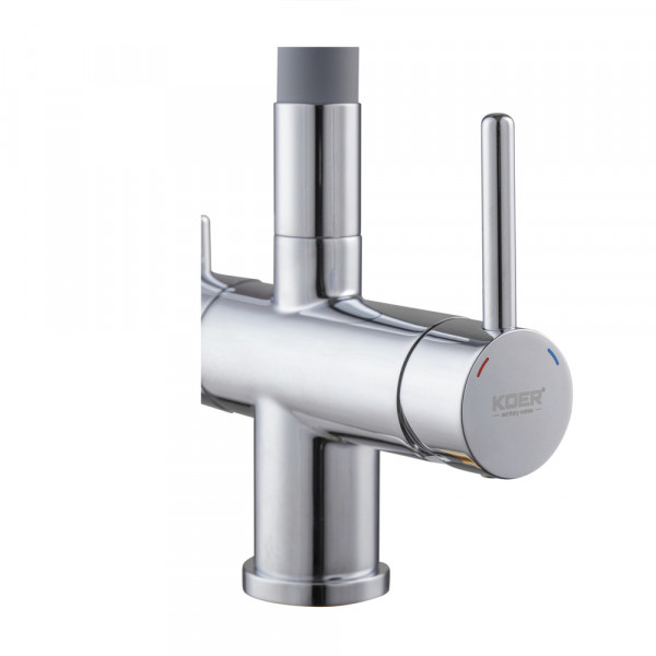 Кухонний змішувач з силік. виливом і вих. для питної води KOER KB-72002-01 (KR3383)