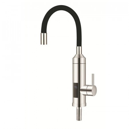 Проточний водонагрівач Zerix ELW35-EF-BLACK 3,3kW нержавійка, з індикатором температури та силіконовим чорним виливом (ZX5970)