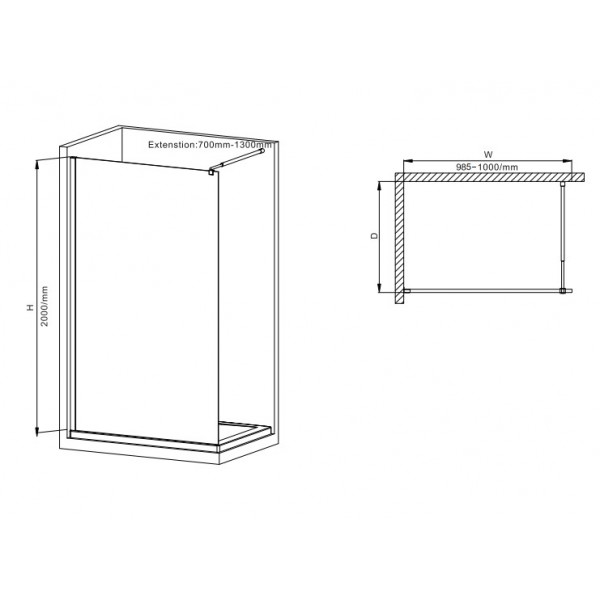 Душова перегородка Mixxus Premium FLAT SP01-100x200-TR Chrome Walk-In прозоре скло 8мм (MI6851)