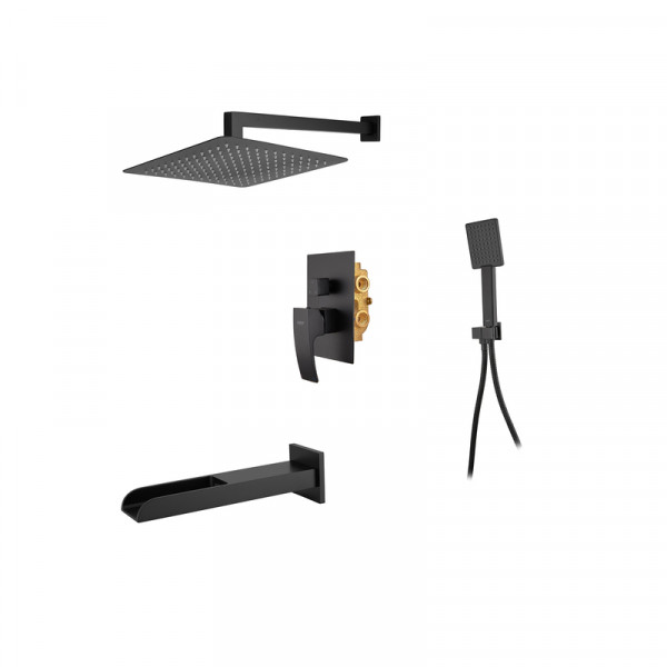 Вбудована душова система із змішувачем водоспад Koer KB-68007-05 (Колір чорний) (KR3467)