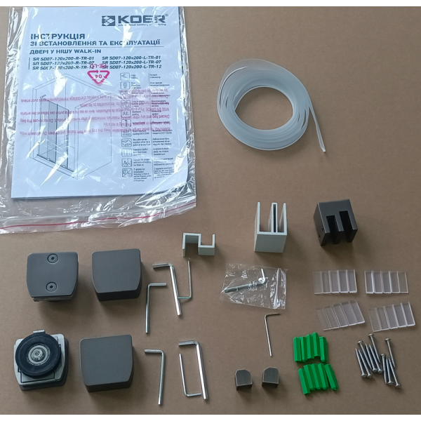 Двері у нішу Walk-In розсувні Koer SR SD07-120x200-R-TR-07 прозоре скло Easy Clean 8мм Графіт (KR5775)