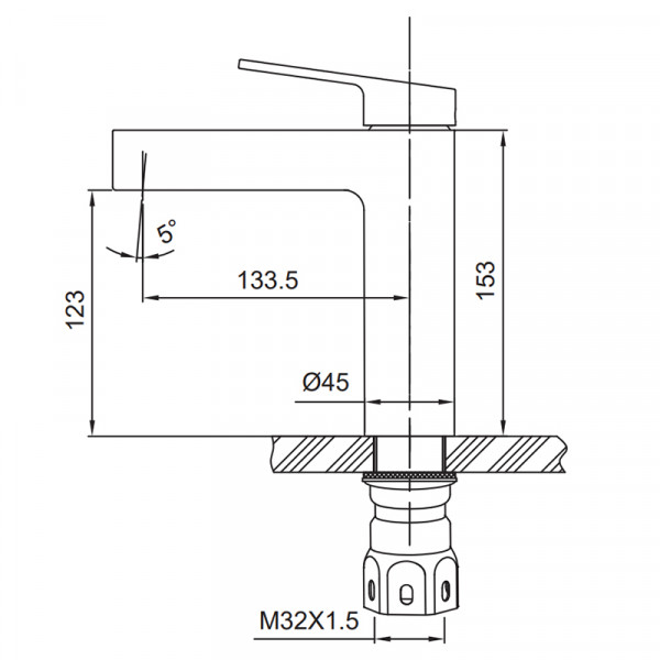 Змішувач для умивальника Koer KI-10016-02 (з нерж. сталі) (Колір нерж) (KR4789)
