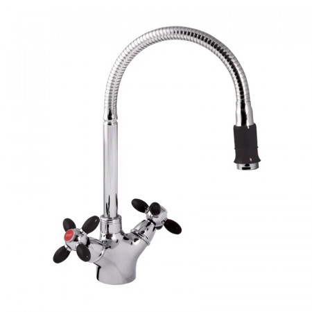 Змішувач для кухні Zerix Z5860-6 (чорні ручки) (ZX0348)