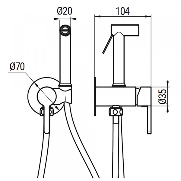 Смеситель для гигиенического душа Koer KB-23029-12 Цвет матовое золото (KR5504)