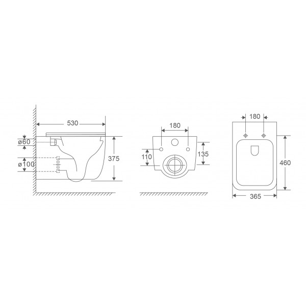 Унітаз підвісний Mixxus Premium DIVERSE-0301-T1 BLACK 530х365х373mm, система змиву TORNADO 1.0 (MP6600)