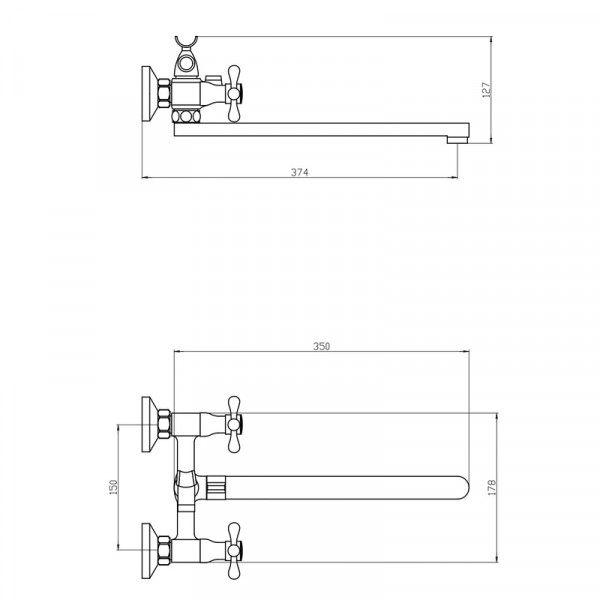 Змішувач для ванни Mixxus Mauro 140-A (Euro) (MI6257)