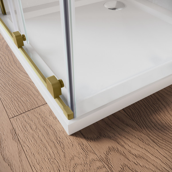 Двері у нішу Walk-In розсувні Koer SR SD07-120x200-R-TR-12 прозоре скло Easy Clean 8мм Матове золото (KR5774)