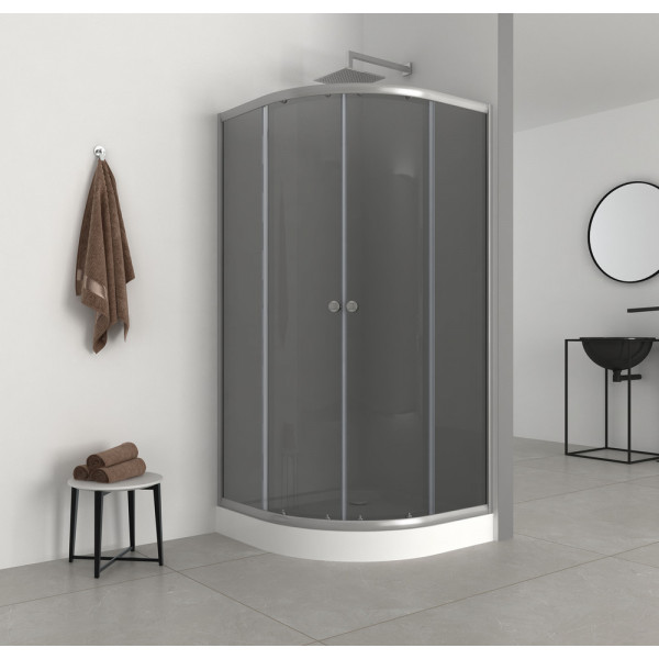 Душова кабіна з низьким піддоном Mixxus PLAIN SCT02-90x90x195-GR SATIN сіре тоноване скло 4мм (MI6898)