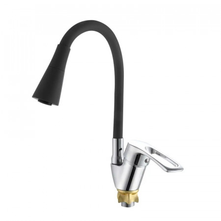 Змішувач для кухні з силіконовим виливом Zerix YUT 181 Reflector Black (колір виливу чорний) (ZX5983)