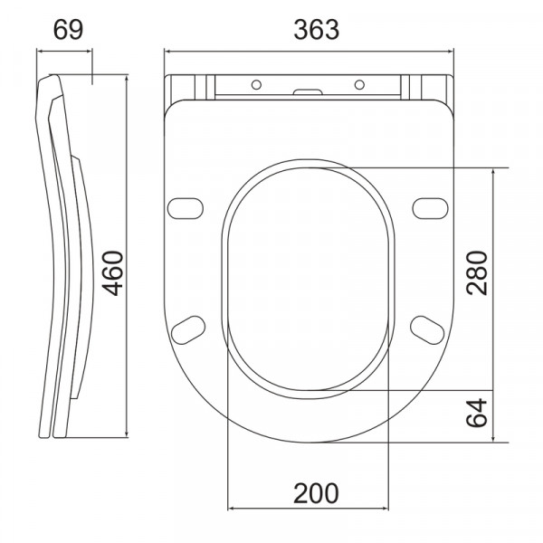 Унітаз підвісний ергономічний Koer TT-0102-T3 520x360x360mm система змиву TORNADO 3.0 (KR5616)