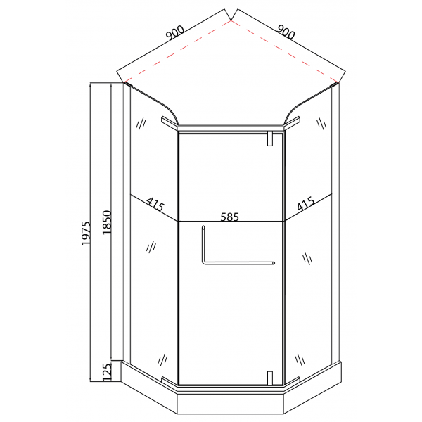 Душова кабіна з низьким піддоном Mixxus LINES SCT01-90x90x198-TR GRAPHITE прозоре скло 6мм (MI6914)