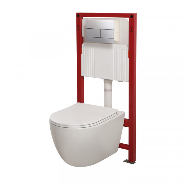 Комплект: Mixxus Premium Ellipse-SET-2102 (в 2 ящ) Унітаз система змиву Tornado 3.0+ Інсталяція Koer KT-0404 + панель KT-0604-01 Chrome (MP6690)