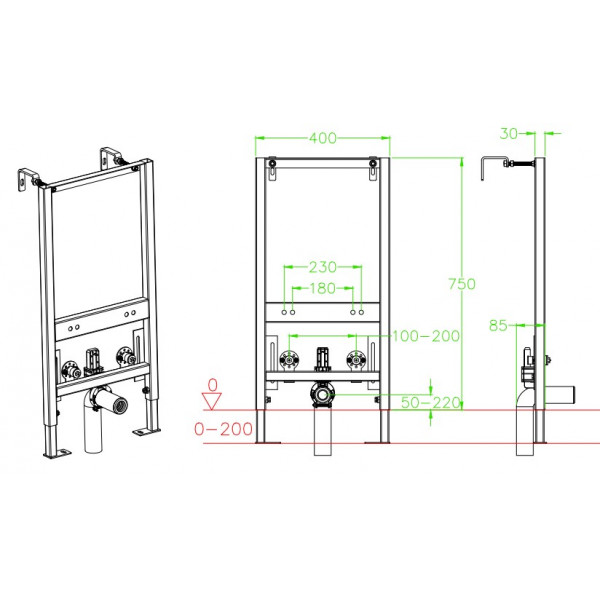 Комплект інсталяційний для біде Koer KT-0402 (без панелі змиву)  (KR5167)