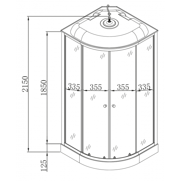 Бокс душовий без гідромасажу Mixxus STRONG SB02-90x90x215-GR SATIN з низьким піддоном (MI6887)