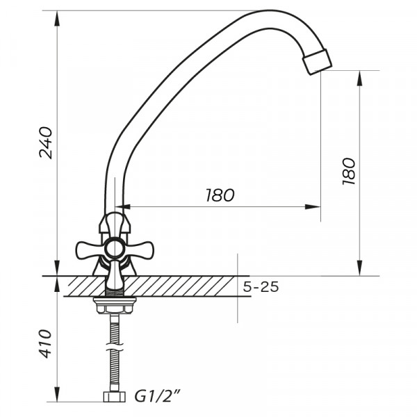 Змішувач для кухні Zerix TMH 722 (ZX2804)