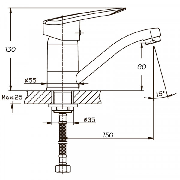 Змішувач для умивальника Haiba Disk 555 (вилив 15 см) (HB0058)