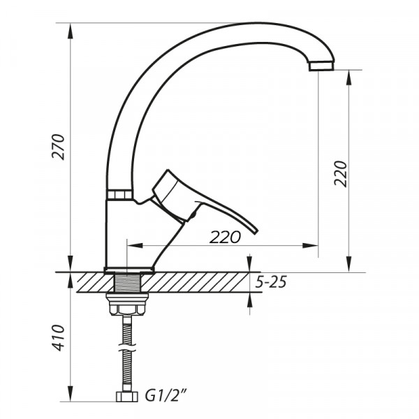 Смеситель для кухни Zerix DYU 281 (ZX0027)