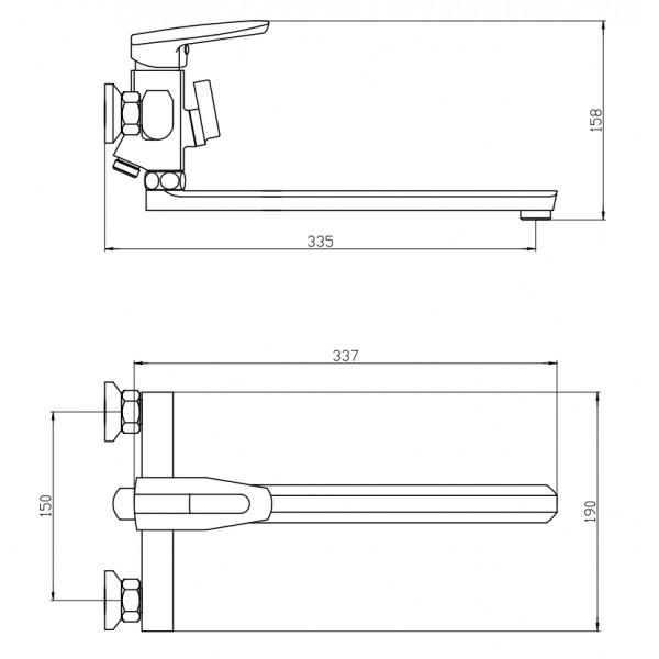 Змішувач для ванни Mixxus Pegas 006 (Euro) (MI6245)