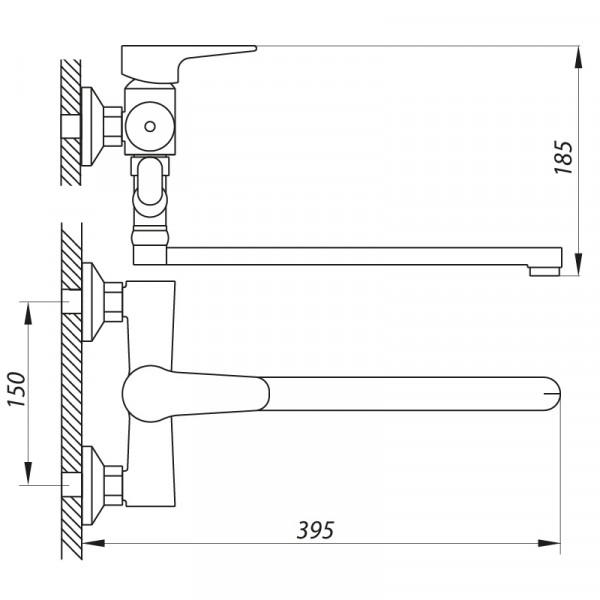 Змішувач для ванни Zerix PUD6 045 (ZX2937)