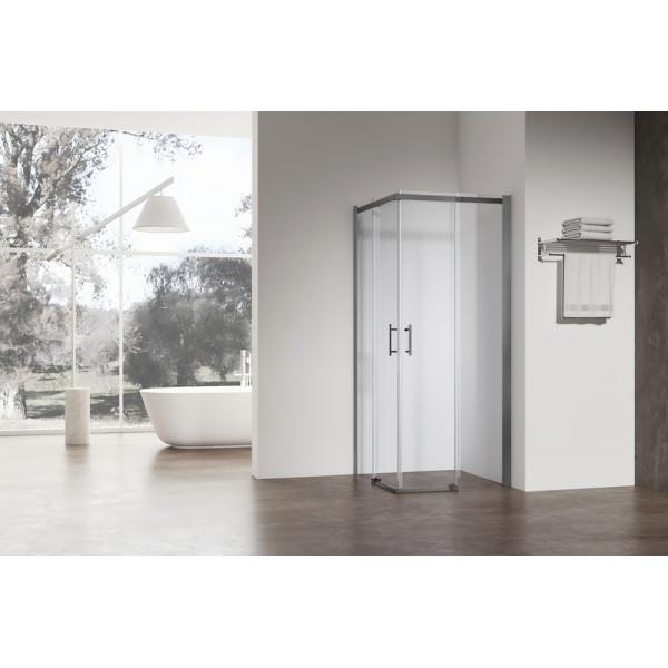 Душова кабіна без піддону Koer SR SC03-90x90x200-TR-07 прозоре скло Easy Clean 6мм, графіт (KR5359)