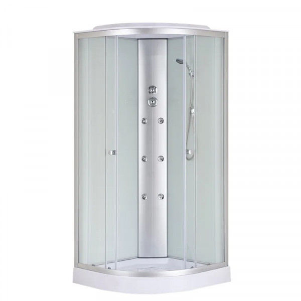 Бокс душовий з гідромасажем Mixxus STRONG SBH02-90x90x215-FB SATIN низький піддон (MI6890)