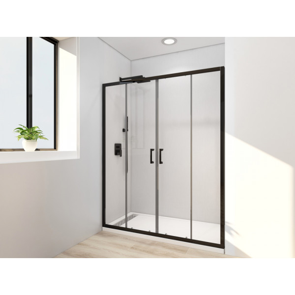 Двері в нішу Mixxus Premium DIVERSE SD01-160x185-TR Black прозоре скло 5мм (MI6879)