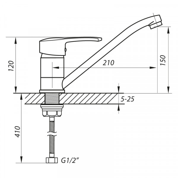 Змішувач для кухні Zerix PED-A 180 (ZX0058)
