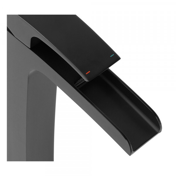 Змішувач для умивальника Koer KB-15007-05 високий водоспад (Колір чорний) (KR3449)