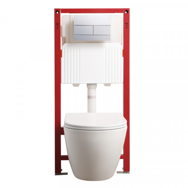 Комплект: Mixxus Premium Ellipse-SET-2102 (в 2 ящ) Унітаз система змиву Tornado 3.0+ Інсталяція Koer KT-0404 + панель KT-0604-01 Chrome (MP6690)