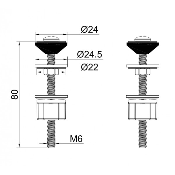 Болти кріплення бачка до унітазу (нержавіюча сталь) KOER KT-1406 (KR5704)