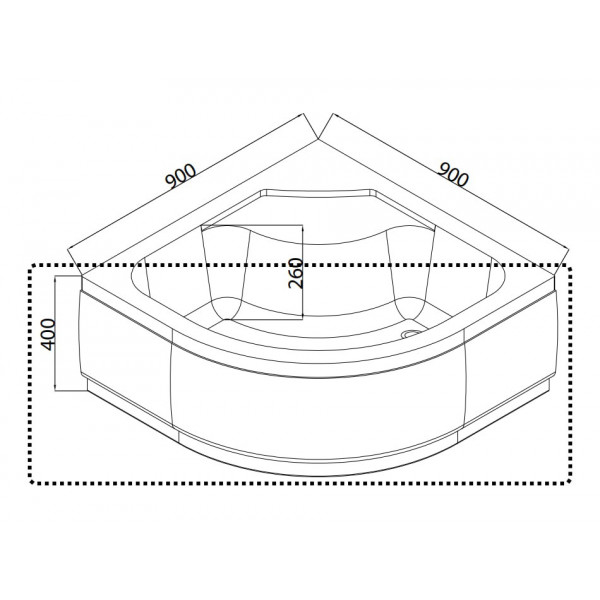 Панель до душового піддону високого Mixxus Strong ST02-90x90x40 напівкруглого (MI8311)