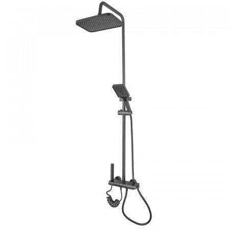 Душова колона зі змішувачем з кнопковим перемикачем з алюмінію ZERIX PBI-009-J GRAPHITE, 4 режими (ZX5850)