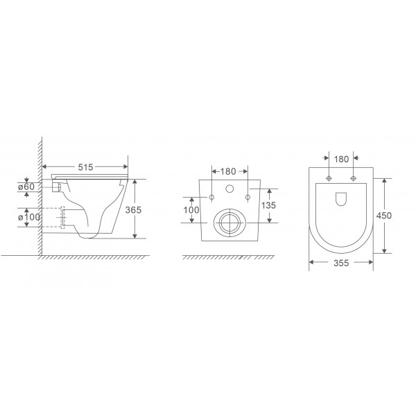 Унітаз підвісний Mixxus Premium Bevel-0301-T3 515x355x365mm, система змиву Tornado 3.0 (MP6472)