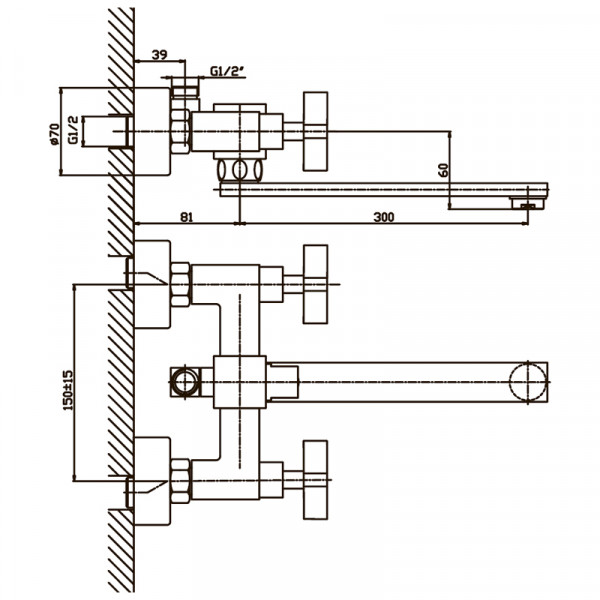 Смеситель для ванны Haiba Bergus 006 (HB0021)