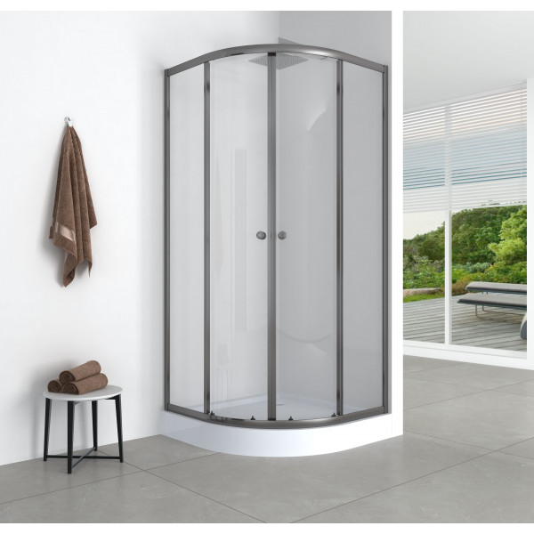 Душова кабіна з низьким піддоном Mixxus PLAIN SCT02-90x90x195-TR GRAPHITE прозоре скло 4мм (MI6901)