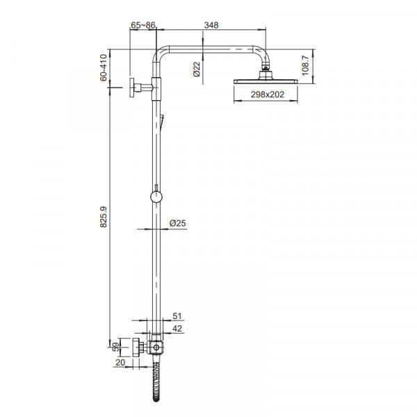 Душевая колонна с термостатическим смесителем Koer KB-53011-05 (Цвет черный) (KR4723)