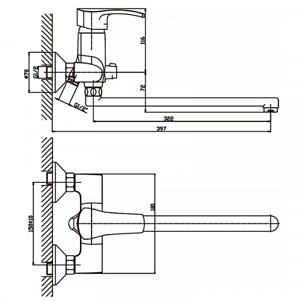 Смеситель для ванны Haiba Focus 006 матовый (HB0119)