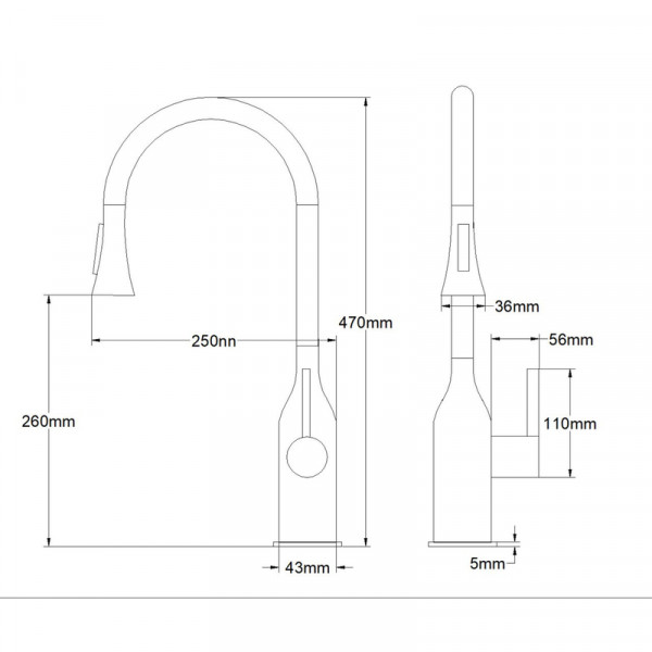 Змішувач для кухні з висувним виливом MIXXUS PREMIUM SUMMER 014 SS COLOR (Колір нерж) (MI8283)