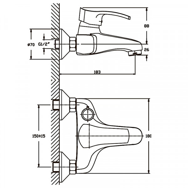 Змішувач для ванни Haiba Focus 009 матовий (HB0125)