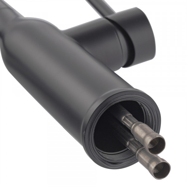 Змішувач для кухні Koer KI-70005-05 з чорним силіконовим виливом (нерж. сталь) (KR5005)