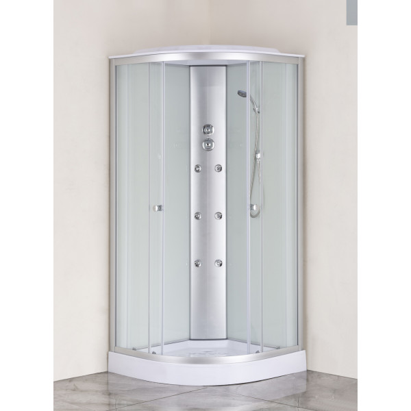 Бокс душовий з гідромасажем Mixxus STRONG SBH02-90x90x215-FB SATIN низький піддон (MI6890)