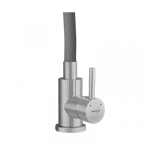 Змішувач для кухні MIXXUS SUS-011-T REFL.GRAY з силіконовим виливом з нерж. сталі SUS304, вилив сірий (MI8227)