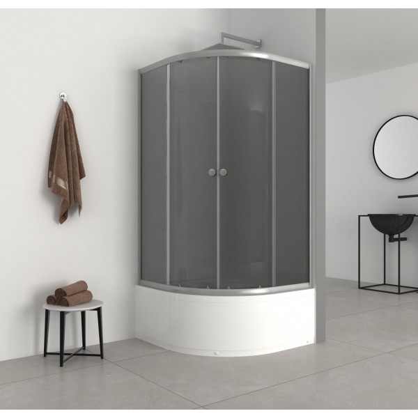 Душова кабіна з високим піддоном Mixxus PLAIN SCT01-90x90x195-GR SATIN сіре тоноване скло 4мм (MI6895)