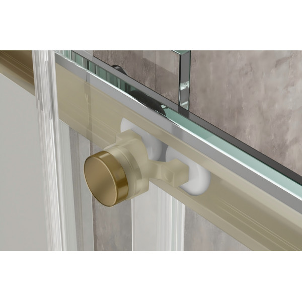 Душова кабіна без піддону Koer SR SC03-90x90x200-TR-12 прозоре скло Easy Clean 6мм, матове золото (KR5358)