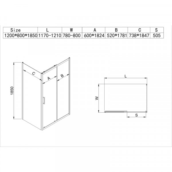 Душова кабіна без піддону MIXXUS HARD SC01-120x80x185-TR CHROME прозоре скло 5мм NEW (MI8369)